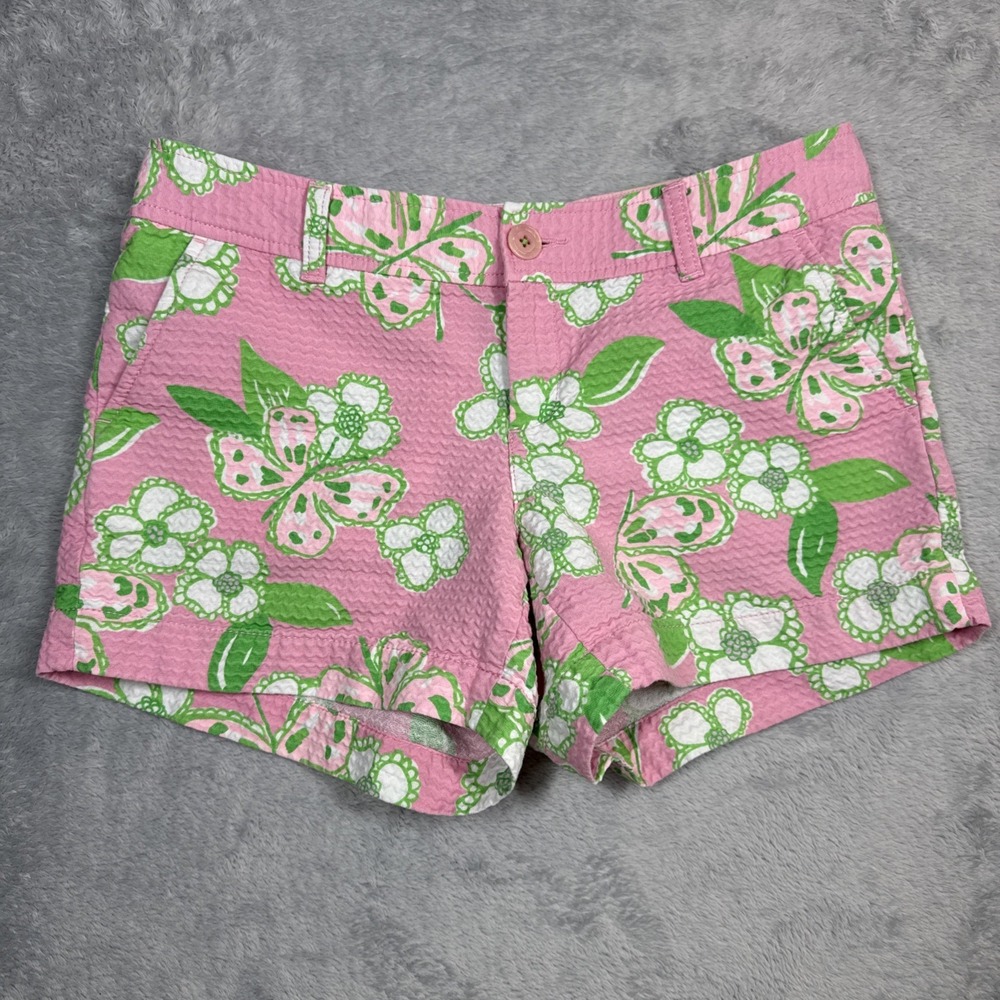 Lilly Pulitzer Callahan Shorts Women 8 Pretty Pink Tootie Textured 49056